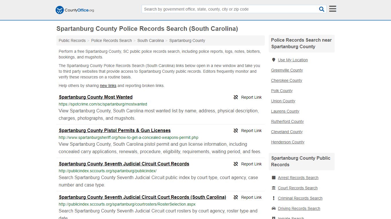 Spartanburg County Police Records Search (South Carolina) - County Office